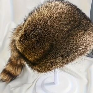 NEW: Faux Fur Hat with Tail in Waterproof dust bag
